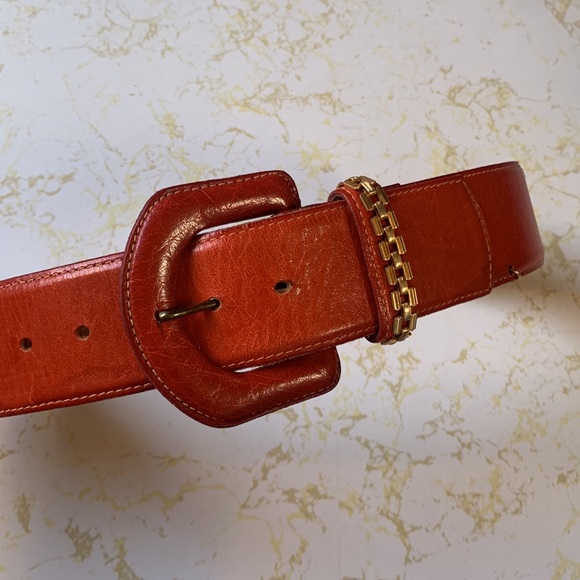 ?Vintage Linda Allard for Ellen Tracy Buffalo Leather Belt -  80s Linda Allard Ellen Tracy Dress - Etsy main image 3